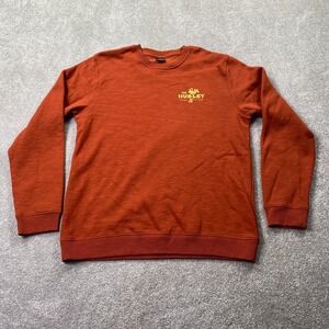 Hurley Lounge & Grill Slub Fleece Crew Neck Sweatshirt Men's Size S Orange